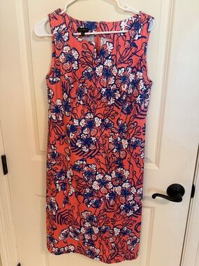 Talbots sundress, size 6, coral and blue dress